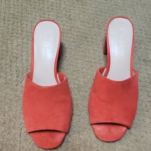 Red, blood orange suede mules sz 8